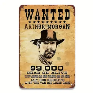 Arthur Morgan 'Wanted' Vintage Metal Poster Sign, 8x12 inches, Iron Wall Art, Fade & UV Resistant, Laminated, Pre-Drilled for Easy Hanging, Ideal for Home Bar, Game Room Decor & Gifts Decoration Print 2025 fashion