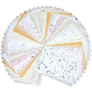 A4  Banana bark, Leaves etc., Mulberry Paper Sheets Art Tissue Washi Paper Design Craft Art Origami Suppliers Card Making Writing Painting 50 Sheets (Mixed Leaves,Banana Bark, etc., A4)