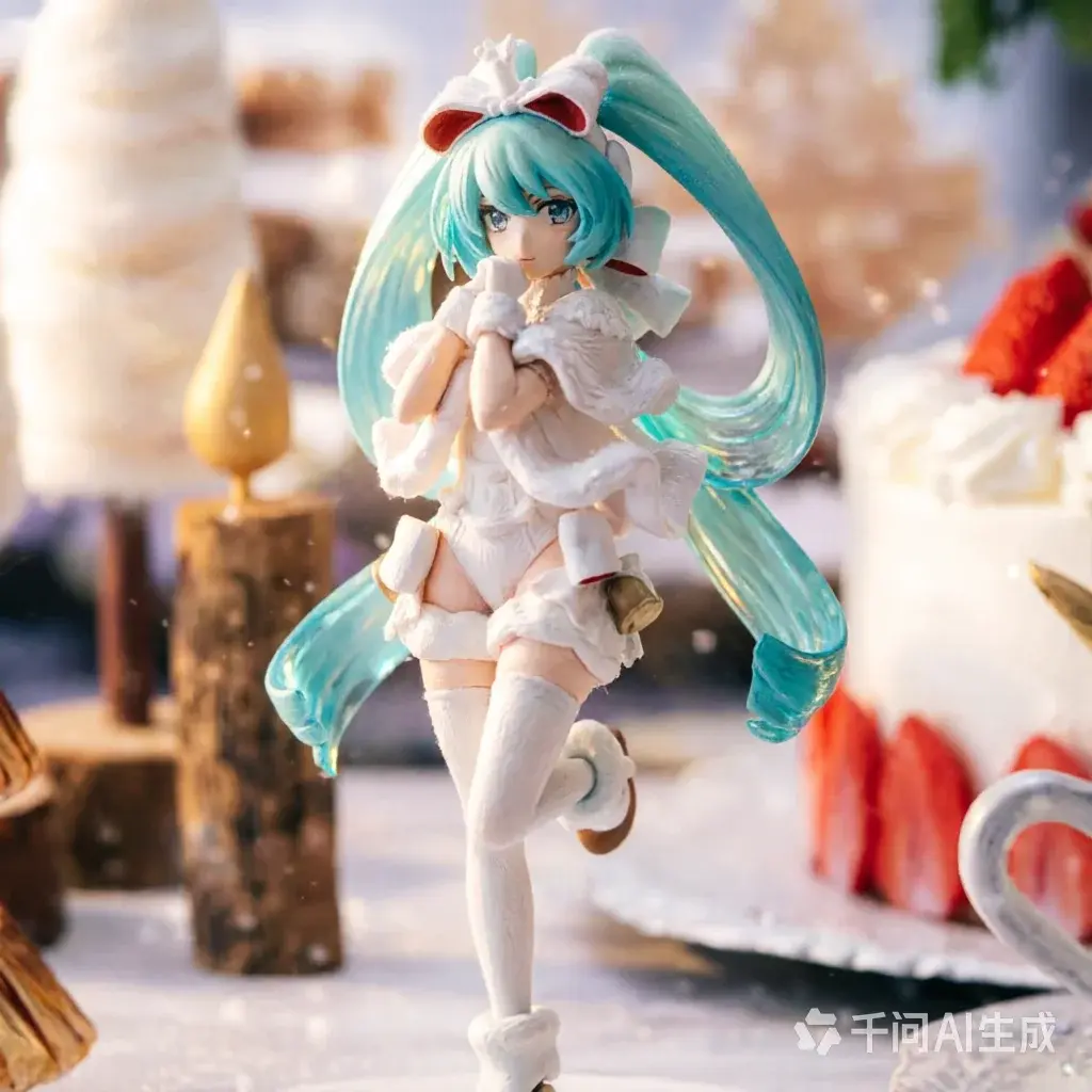 17CM Anime Hatsune Miku Figure - Sweet Sweets Christmas Cake Theme White Skirt Dress-Up PVC Model Toy Doll Action Figure