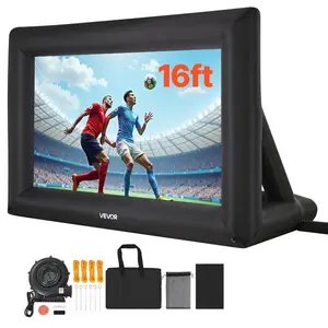 VEVOR 16FT Inflatable Projector Screen, Inflatable Movie Screen Outdoor with 250W Air Blower Projector Screen Oxford Fabric Material Blow Up Screen for Outdoor Backyard, Home Theater, Theme Party