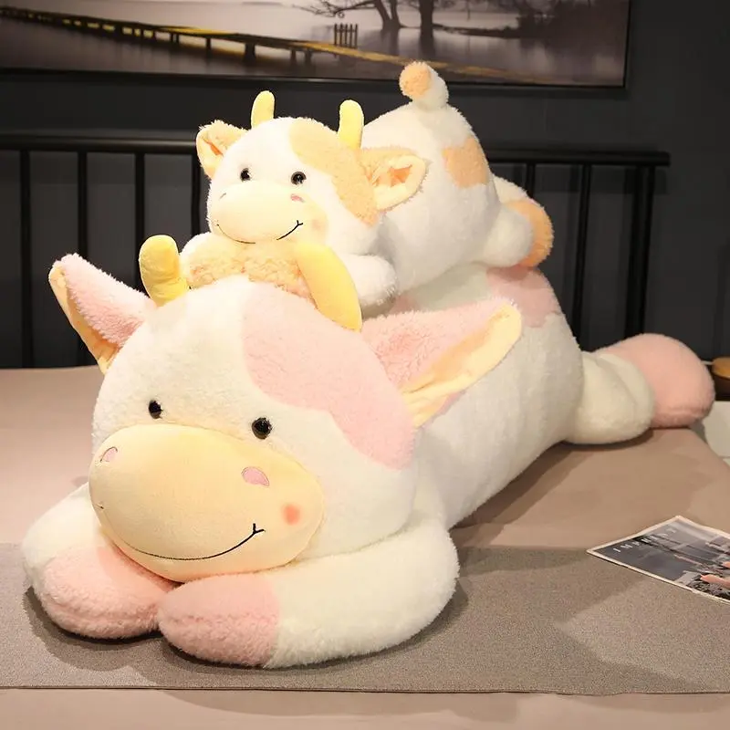 Hot 1pc 90cm Lovely Milk Cow Plush Toys Cartoon Fluffy Huge Size for KidsStuffed Animal Cattle For Baby Girls Birthday Gifts