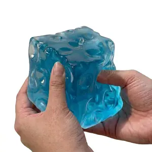 Jumbo Transparent Jelly Cheese Cube Squishy Toy, Giant Moldable No-Rebound Squeeze Fidget Toy, Soft Sensory Stress Relief Desk Toy