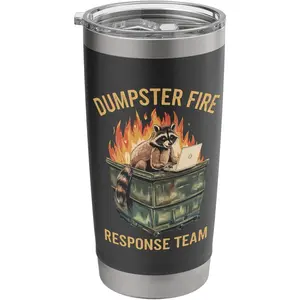 Dumpster Fire Response Team Funny Raccoon Meme Humor Stainless Steel Insulated Tumbler 20oz