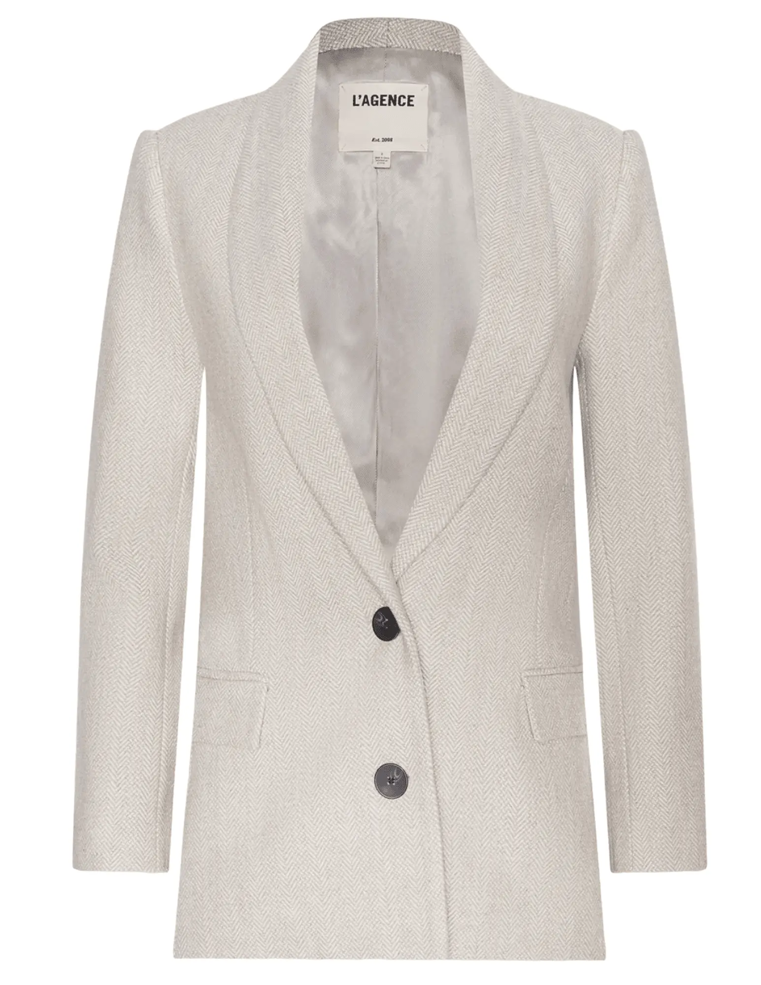 PRE-ORDER-L'AGENCE Amelie Herringbone Blazer in Cappuccino Ivory Tweed