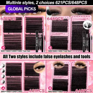 Slender and Soft False Eyelashes, DIY Volume Eyelashes, Multi-Functional Eyelash Book 60D–150D with Mixed Natural Thick Eyelash Clusters Extensions (8mm–16mm), D Curl Lashes for Daily Makeup, Charming Eyes, Beginner-Friendly Reusable #GLOBAL PICKS