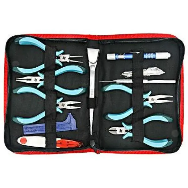 JTV Jewel School™ 10-Piece Ergo Hand Tools Complete Kit - Cutters, Awl, Bent Chain Nose Pliers - Precision Tool Set With Pouch For DIY Beading & Jewelry Making