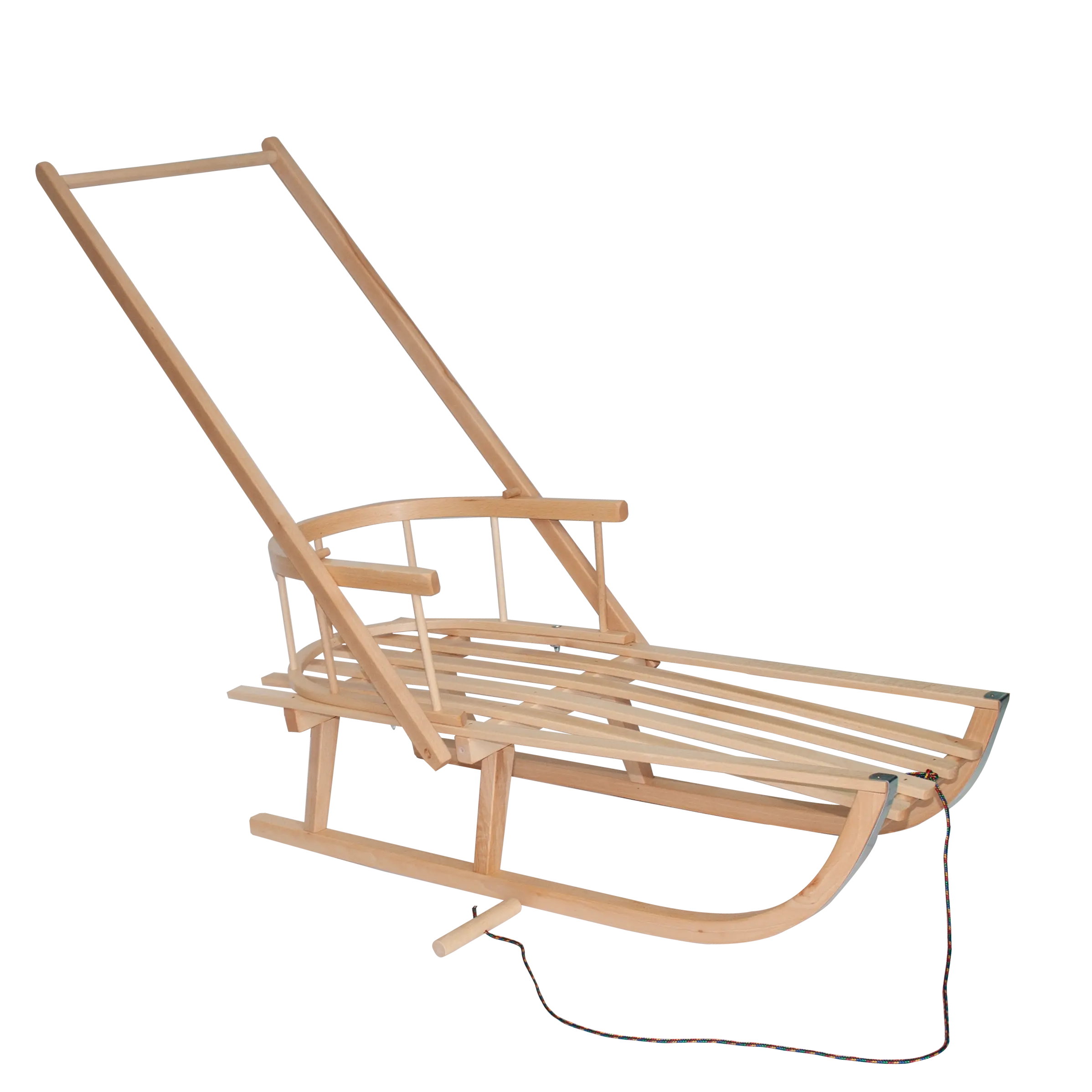 Wooden Sled with Backrest and Pusher - Sanki z Pchaczem | GB-034-0723