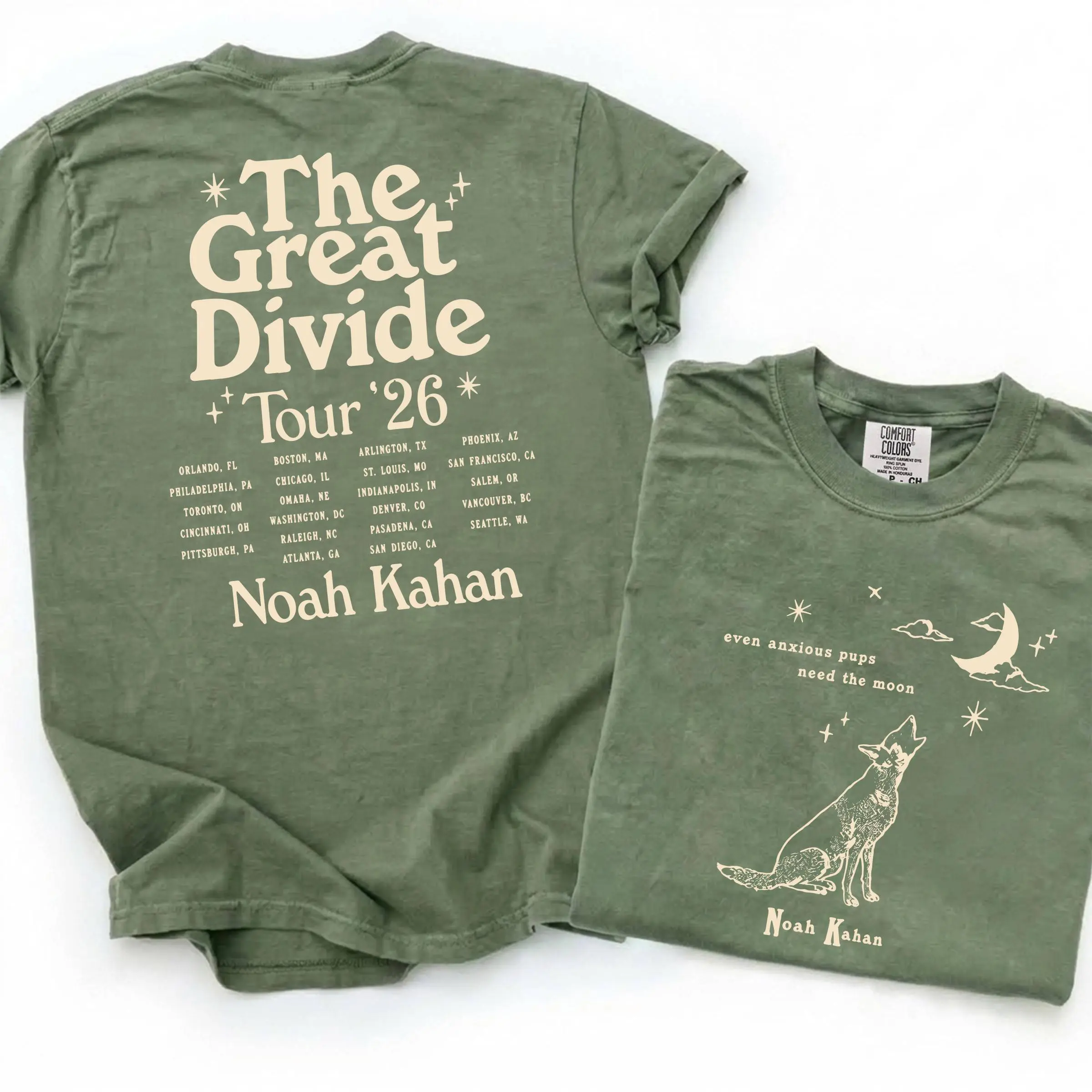 Women's Printed Short-Sleeve Noah Kahan The Great Divide Tour 2026 Crew Neck Cotton T-Shirt - Unisex Fit, Mountain Dog Graphic, Folk Music Concert Fan Gift, Casual Everyday Check Ribbed Piece