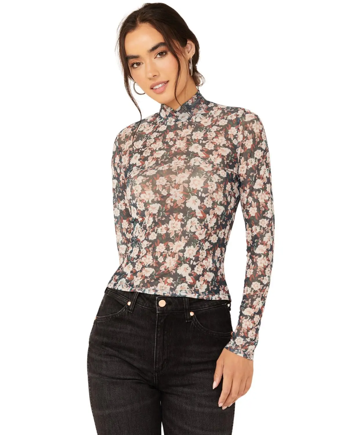 Sadie Women's And Sage Dreamchaser Mock Neck Long Sleeve Top - Le3268