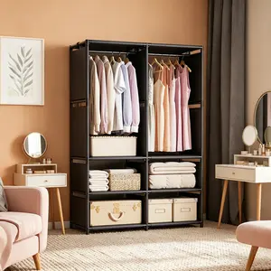 Home Floor-Standing Hat Rack, Simple Wardrobe for Bedroom, Multi-Layer Large Capacity Closet, Dust-Proof Storage Shelf for Dormitory