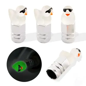 Joytutus 4Pcs Duck Tire Valve Caps with Funny Sunglasses Design Cute Decorative Caps for Car Wheels Easy Install Dustproof Anti-Rust Waterproof