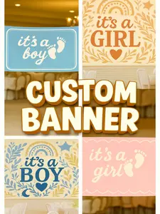 Custom Baby Shower and Gender Reveal Banners | It’s a Boy, It’s a Girl, Little Pumpkin, Wildflower, Sun & Rainbow Baby Party Backdrops