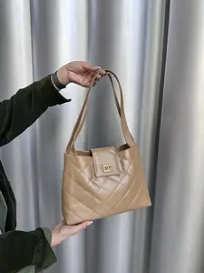 Pre-owned CHANEL canvas Shoulder Bags handbag in beige caviar leather　MRZ569