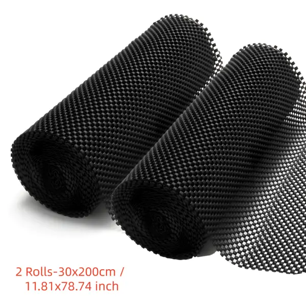 Non-Adhesive PVC Textile Organizing Drawer & Cabinet Liner Mat - Anti-Skid, Thick, Durable, Breathable, Tear-Resistant, Easy-Install for Kitchen/Bath Modern Indoor Use - 30x150/200/300/600cm Large Black Household Mat Shelf Tableware
