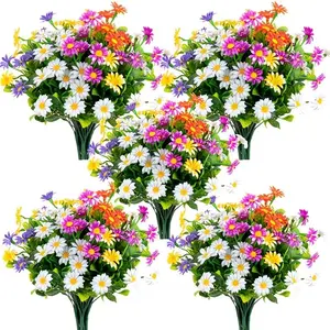 10pcs Artificial Wildflowers Plastic Flowers, Daisy Fake Flowers, Decorative, Home Decor, Garden Decoration, Wedding Arrangements, All Seasons