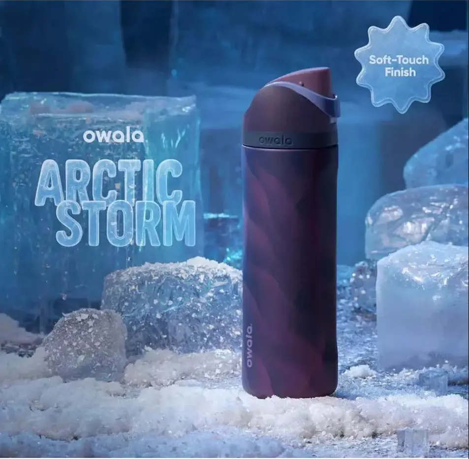 Owala FreeSip Arctic Storm Color Drop 24 oz 32 oz Stainless Steel Water Bottle Leakproof Insulated Straw Lid Travel Bottle