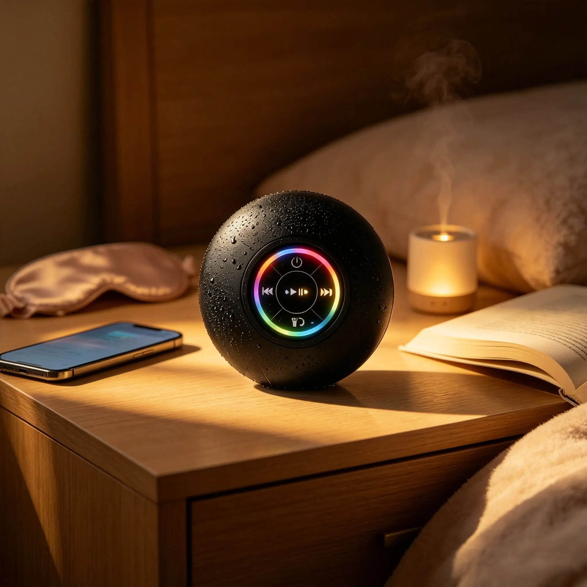 IPX6 Waterproof Shower Speaker with Audios, Cool LED Light Show, USB Rechargeable, Hands-Free Calling, Bathroom-Safe Home & Party Supply Gift