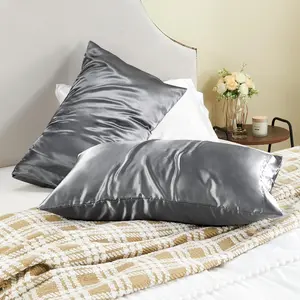 【Mother's Day Gifts】Pillow Cases Queen, Cooling Pillow Cases, Rayon Derived from Bamboo Dark Grey Pillowcases Queen Size Set of 2, Breathable & Soft Bedding Pillow Cover with Envelope Closure,Gifts