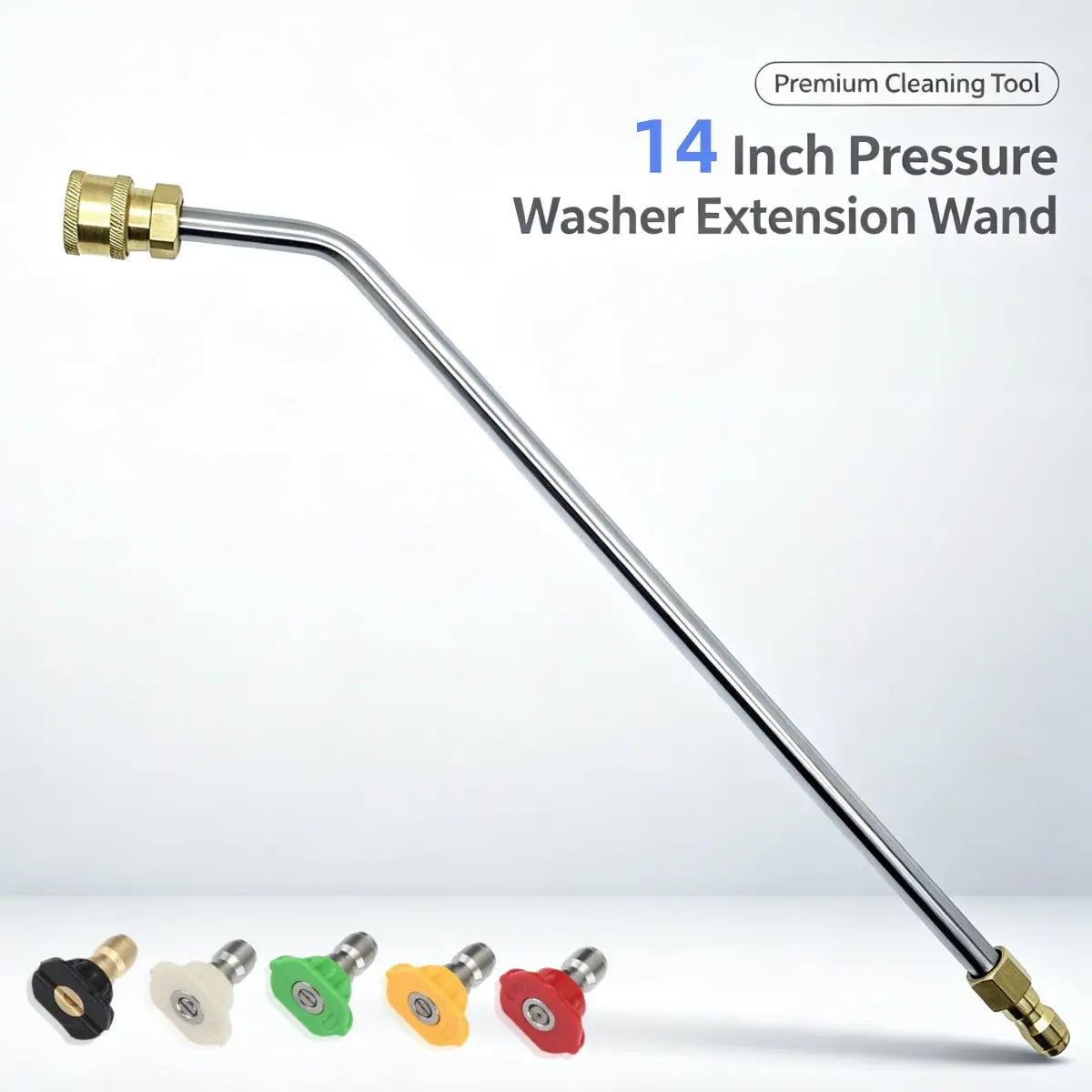 Pressure Washer Wand Extension, Stainless Steel Curved Spray Lance with 1/4" Quick Connect Brass Fittings, Power Washer Extension Wand for Car Roof, Wheel, Gap Cleaning, Fit Most Pressure Washers