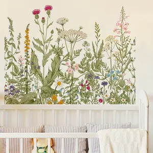 Plant Pattern Wall Sticker, Floral Pattern Sticker, 2 Sheets/set Self Adhesive Wall Decal, Wall Art Decorative Sticker for Home Living Room Bedroom, Ornaments, Adhesive Decals