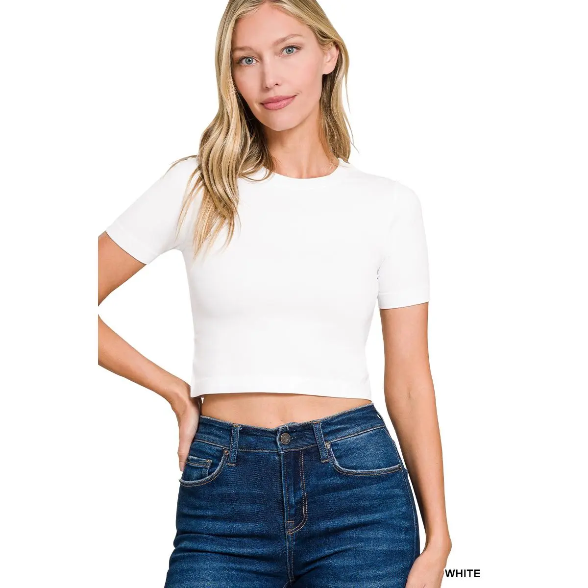 Zenana Seamless Cropped Short Sleeve T-Shirt