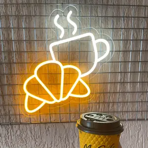 LED Coffee Neon Sign - USB Powered, Orange Glossy Wall Art Decor, Durable Plastic Simple Design for Bedroom, Kitchen, or Dining Room，5vUSB adjustable switch/Non-electric/Gift box packaging.