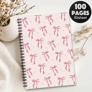 Fashion Bow Spiral Coil Notebook, Aesthetic Notebook, Perfect Gift for Women & Girls, Stylish Notepad, Durable Spiral Bound Diary, School Supplies, Office Stationery Supplies