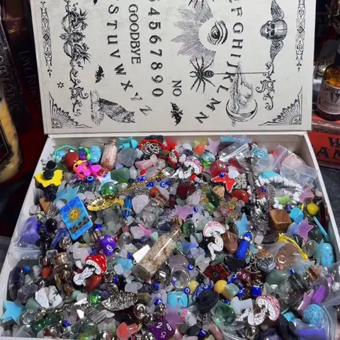 1/2 cup Assorted charm, trinket, crystal mix plus 100pc glow in the dark stars and a fairy enamel pin bundle set.
