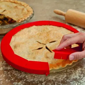 Adjustable Silicone Lightweight Pie Crust Protector, 11 Inch Bake Shield Cover, Kitchen Tool for 8-11 Inch Pies, Non-Toxic Ca Prop 65 Compliant, Durable Kitchenware