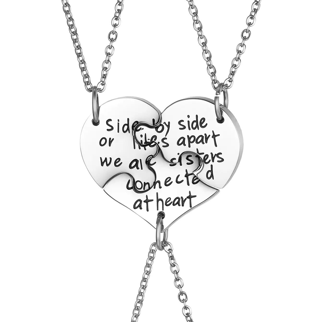 OIDEA Women's Stainless Steel 2-Piece Heart Puzzle Matching Necklace Set - Heart-Shaped Tag Pendant, BFF Friendship Jewelry for Birthday & Galentine's Day Gifts, Two Piece Set