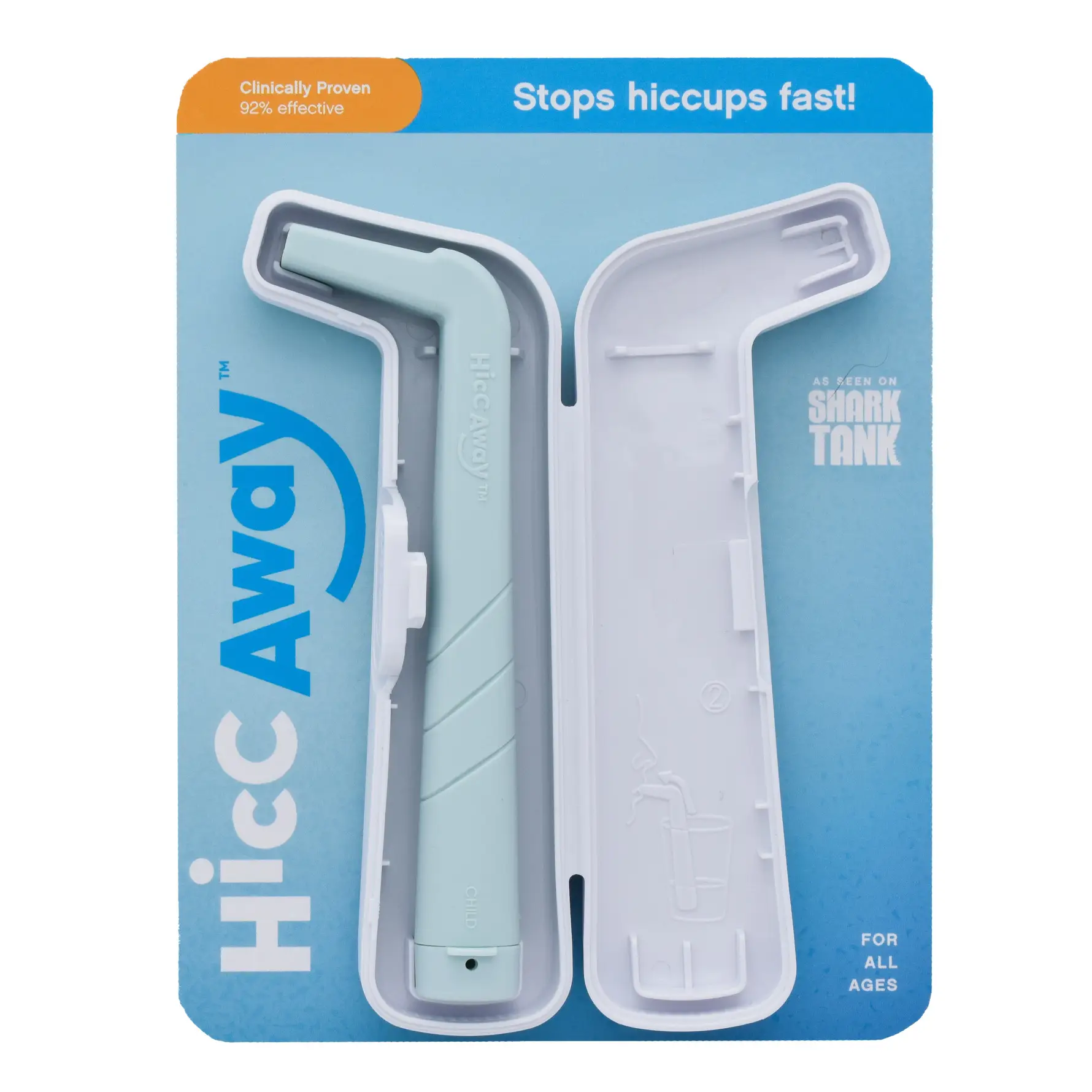 HiccAway Hiccup Straw - Stops Hiccups Fast, as seen on Shark Tank - Clinically Proven for All Ages. Safe, reusable & lightweight.