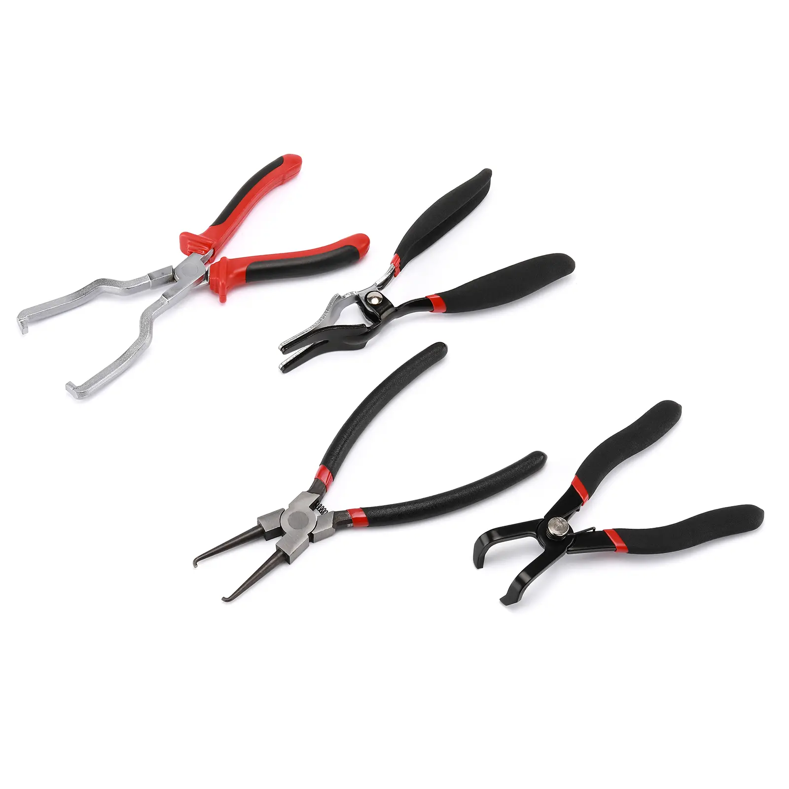 4PCS Auto Fuel Line Tool Set - Hose Removal Pliers, 9in Onehand Fuel Filter Caliper, Hose Pipe Clamp Clip, 80-Degree Disconnect Pliers for Vehicle Maintenance, Onehand Caliper