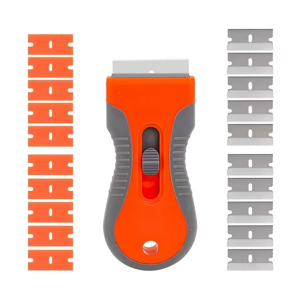 21-Piece Multi-Purpose Scraper Tool Set with Retractable Handle & Replaceable Blades for Car, Window & Home Cleaning
