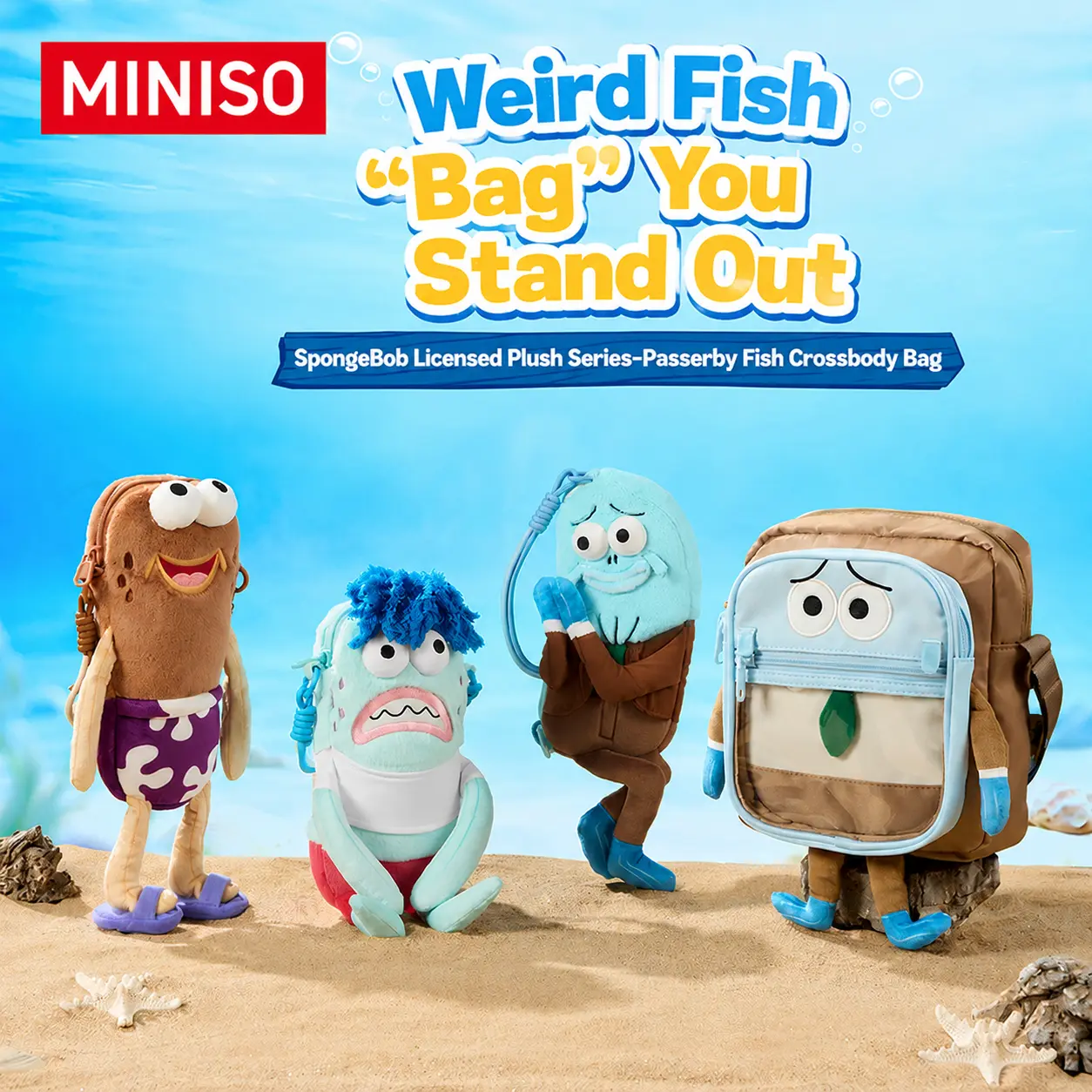 Women's Licensed SpongeBob Plush Crossbody Bag - MINISO Soft Fluffy Material, Portable Daily Shoulder Pouch, Cute Cartoon Accessory, Ideal Casual-Outing Gift for Fans