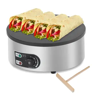 GARVEE 16" Commercial Electric Crepe Maker - 1500W Pancake Maker Griddle Nonstick Plate & Stainless Steel Round Base - Adjustable Temp Control 110V Electric Crepe Machine for Blintzes Eggs Bacon