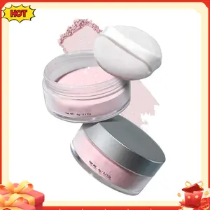 Pink Translucent Setting Powder, Shimmer Setting Powder Waterproof Oil Control Tone-up Face Powder Highlighter Makeup Finishing Long-Lasting Loose Shimmer Powder for All Skin Types