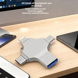 4 in 1 Multi-functional OTG Flash Drive, Mini High Speed USB 3.0 External Storage U Disk for iPad, Android Phones, PC and More Devices, High Speed USB 3.0 Disk, Best Gifts for Men, Gift for Boyfriend