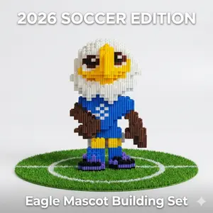 Cyber Eagle Soccer Mascot Statuette - Trendy Micro Building Bricks, Cool Gaming Setup Accessory, Urban Style Desktop Decor, 3D Figurine for Modern Home