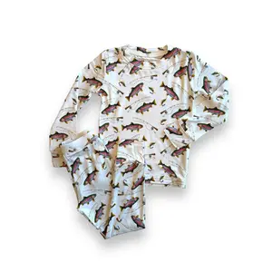 Bamboo Adult Two Piece Pajama Set, Gone Fishing