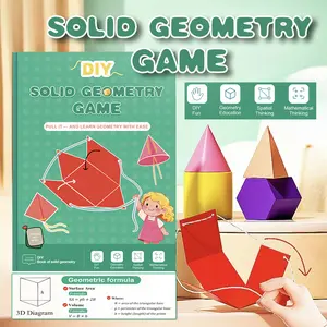 Magic Pull String 3D Geometry Book Interactive STEM Math Learning Tool for Kids 12 Models Durable Design for Classroom Home Use Geometry Education