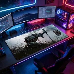 Large Extended Gaming Mouse Pad,Japanese Samurai Warrior Desk Mat, Non-Slip Rubber Base Durable Keyboard Pad, Artistic Battle Scene Mousepad for Home Office & Gaming Setup, Ideal Gift for Gamers & Anime Enthusiasts, Gaming Accessory