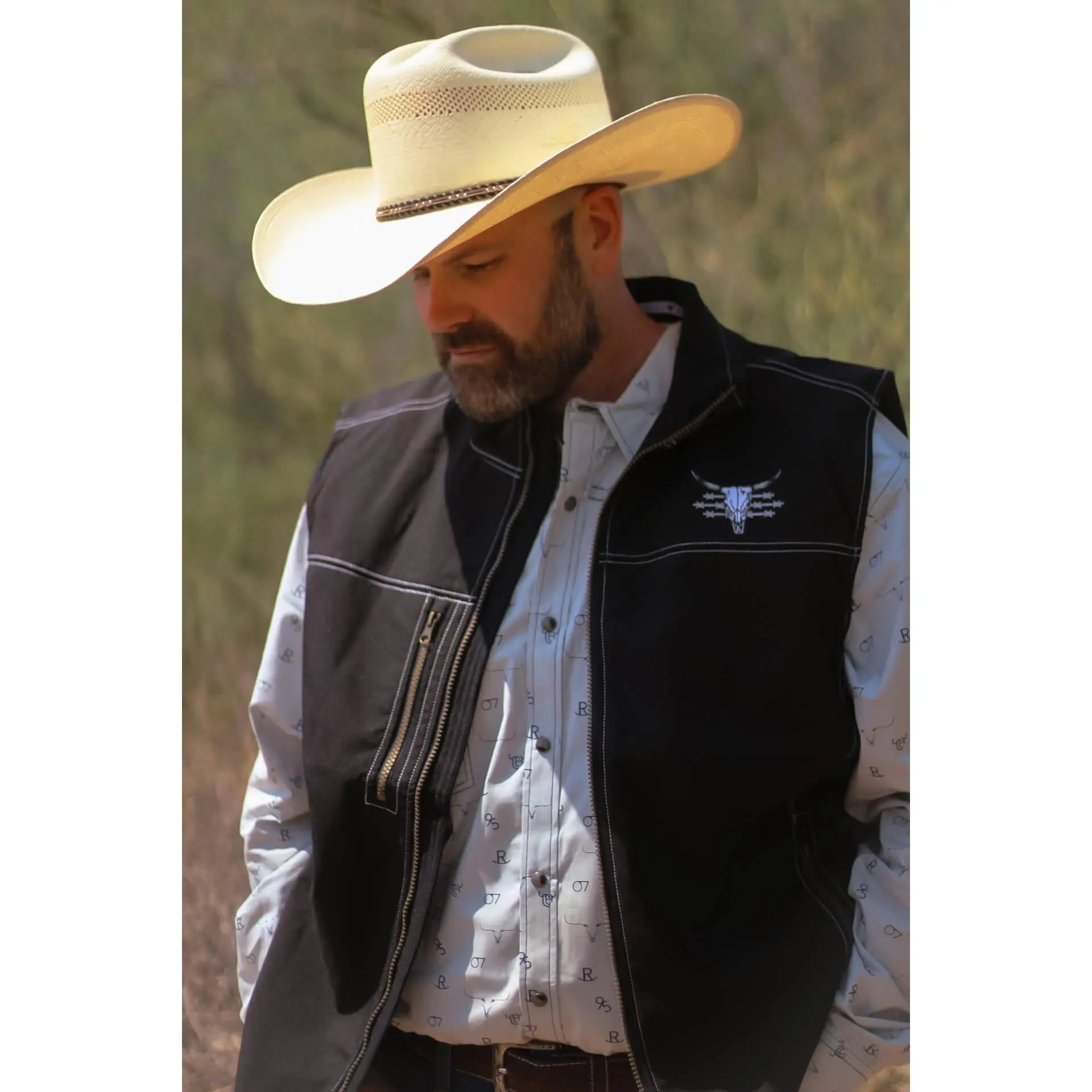 Men's Cowboy Hardware Black "Live Free" Tech Woodsman Vest