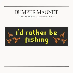 BUMPER MAGNET OSRS I'd Rather Be Fishing Funny Car Magnet for Gamers Old School RuneScape Meme Vehicle Accessories Humorous Bumper Magnet Sticker Gaming Gifts Lobster Lover