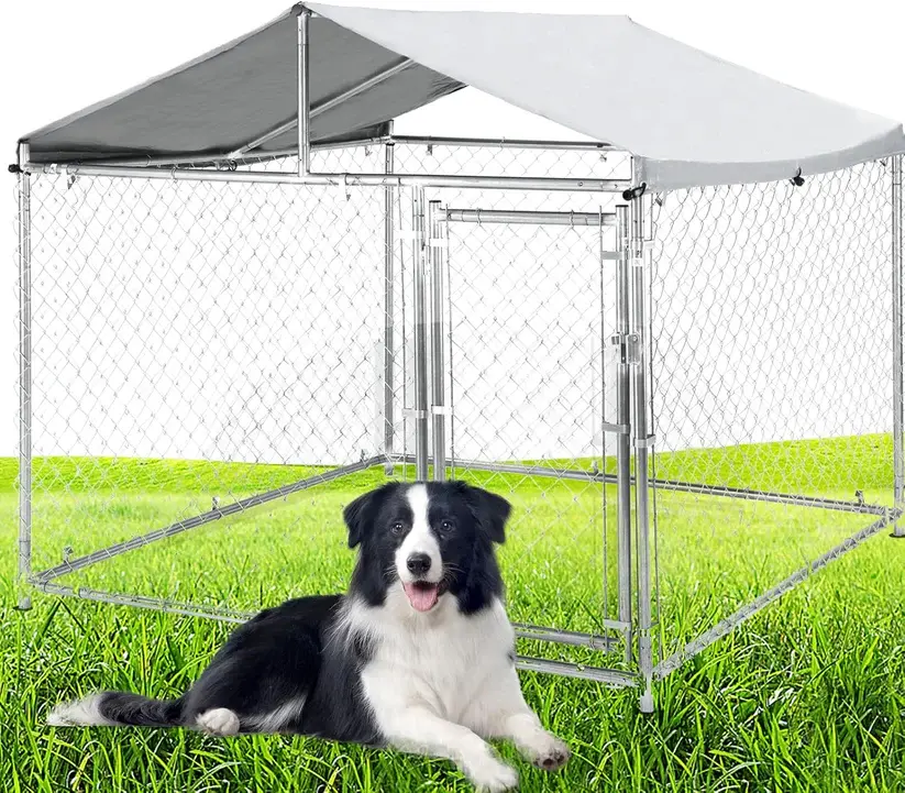 [HOT PRODUCT - FLASH SALE] Garvee 6.6ft Heavy Duty Dog Kennel with Pointed Roof, Indestructible Large Kennel Indoor&Outdoor, Dog Enclosure Outside with UV-Resistant Cover for High Anxiety Dogs, Rabbits, Chicken Farming