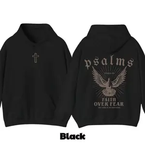 Faith Over Fear Christian Hoodie - Inspirational Jesus Pattern, Unisex Christian Clothing, Fashionable Ultra-Soft Cotton Hoodie, Casual Everyday Pattern Hoodie Fabric Fit Top for Women