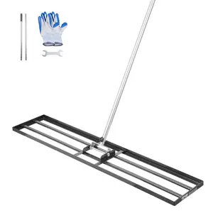 fathersdaygift VEVOR Lawn Leveling Rake, Lawn Leveler with 83.9 in Handle, 48x10 in Ground Plate, Rust-Resistant Carbon Steel Soil Leveler, 2 Heights Adjustable, Effort Saving Lawn Leveling Tool for Yard Golf Court
