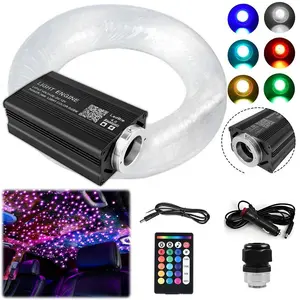 500PCS RGBW Fiber Optic Star Light Kit, Car Home Headliner Roof Twinkle Ceiling Lights, Bluetooth APP & 24Key Remote Control, Music Sync Starry Lights for Vehicle Interior Bedroom Home Theater Decor