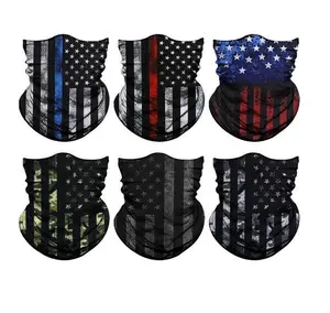 6pcs SUmmer UV Protection Cooling Neck Gaiter Face Mask Men Women, Seamless Bandana Rave Face Cover Scarf Mask, Balaclava, Headband, Head Wrap, Great for biking, fishing, climbing, and construction work, Headwear American Neckgaiter
