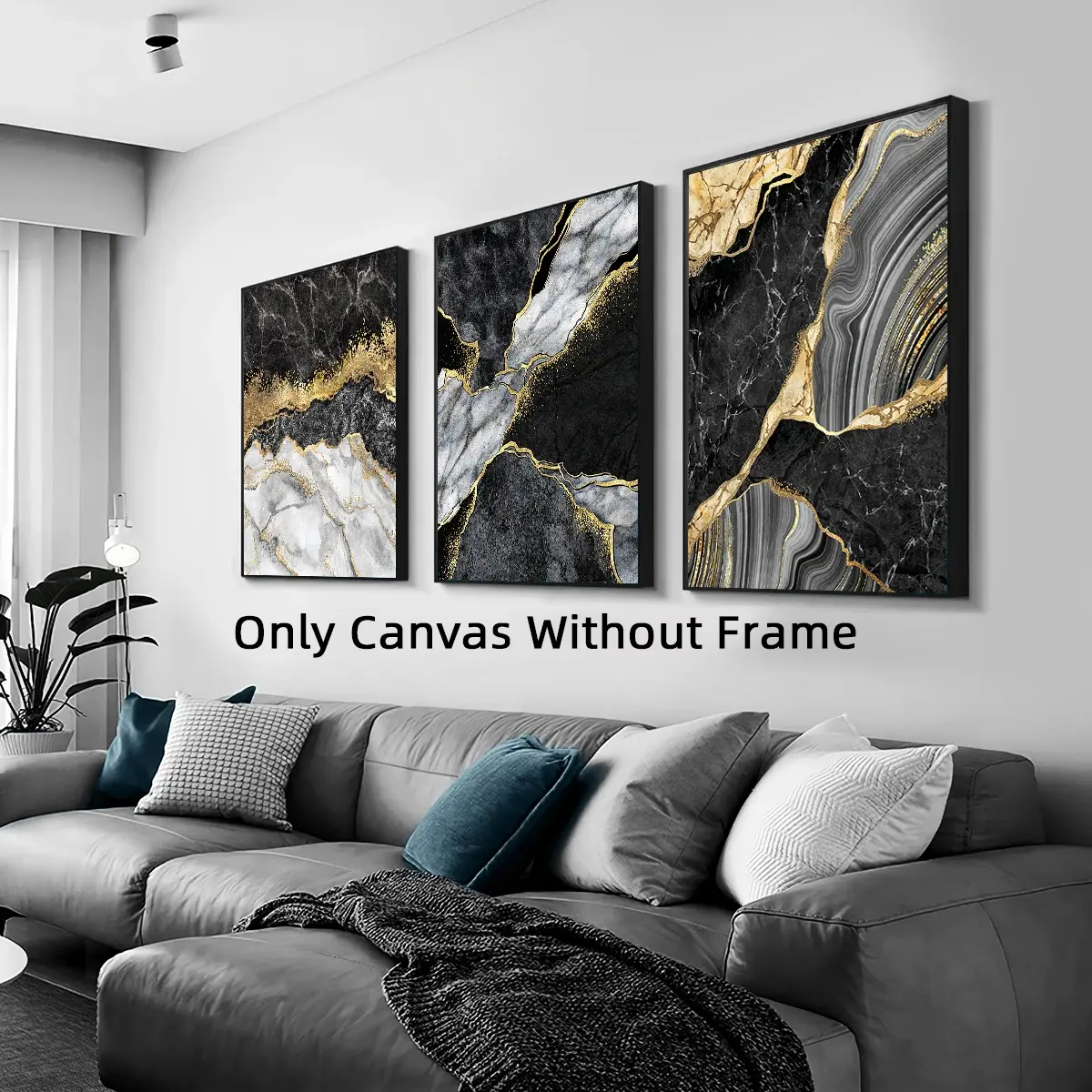 3Pcs/Set Optinal Frame Modern Abstract Design Black Golden Marble Texture, Luxury Canvas Posters, Black Wall Art, Room Decor, Home Bedroom Decor, Decorative Artwork Wall Painting For Gift, Wall Picture for Home, Dormitory Decoration, Artwork For Walls