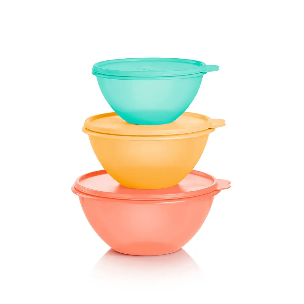 Tupperware Classic Wonderlier 3-piece Bowl Set - Dishwasher Safe, Airtight Seals, Textured Interior, Space Saving Design